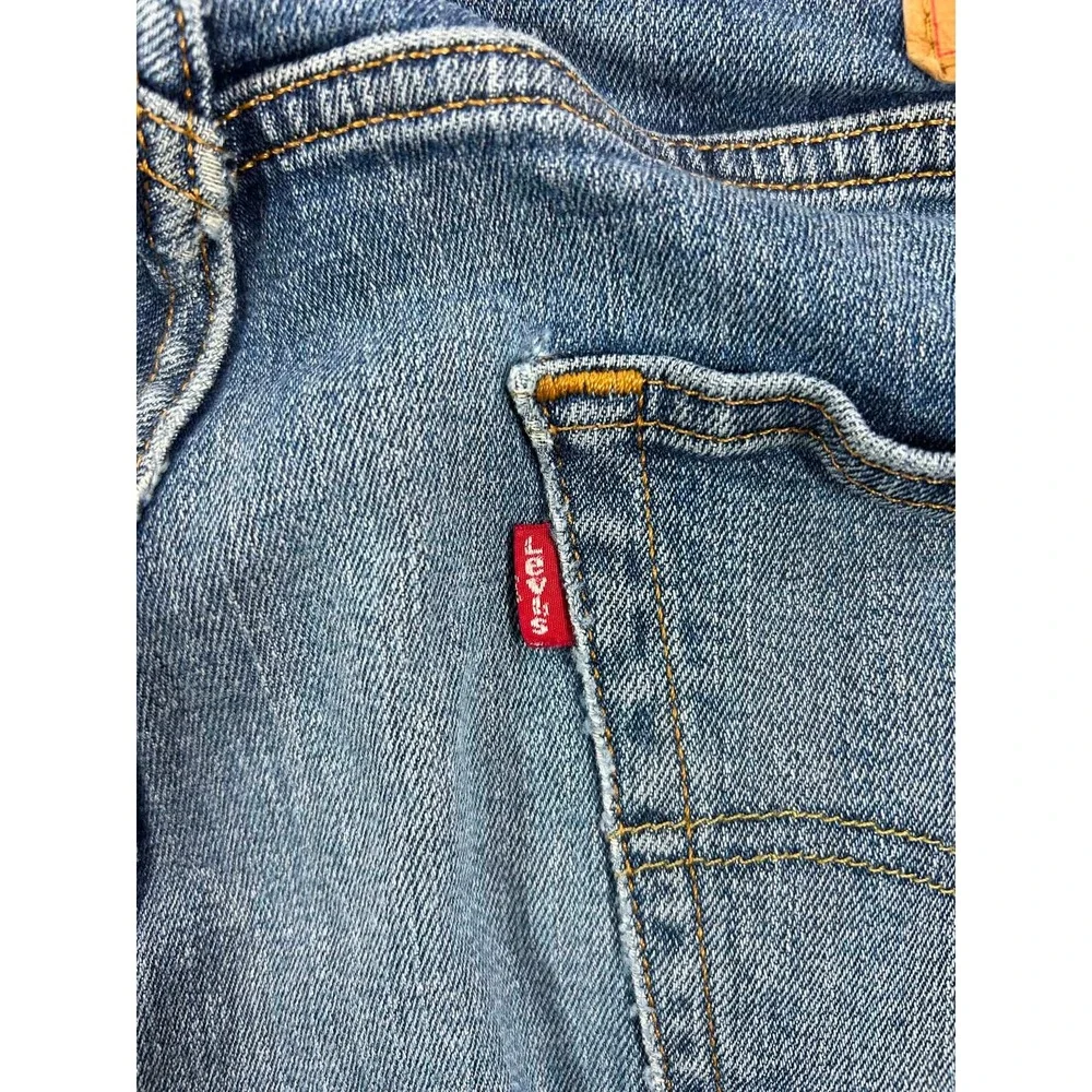 Levis 505 Regular Fit Straight Leg Jeans Blue Medium Wash Mens 34x32 Distressed